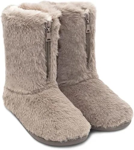 Vista 6 de Botines de invierno para mujer, botas de tobillo, pantuflas cálidas para casa, forro de piel
