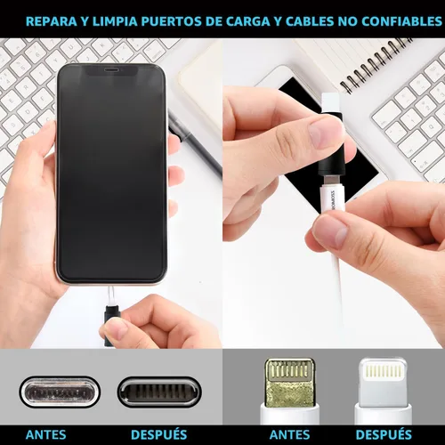 Vista 6 de Kit de limpieza para AirPod, kit de limpieza multiherramienta para iPhone, reparación y recuperación de teléfonos celulares iPhone y iPad (tipo C)