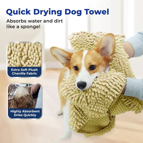 Vista 2 de Muddy Mat Secador de perros, gamuza lavable de microfibra altamente absorbente, absorbente de toallas de secado rápido, toallas de baño de felpilla