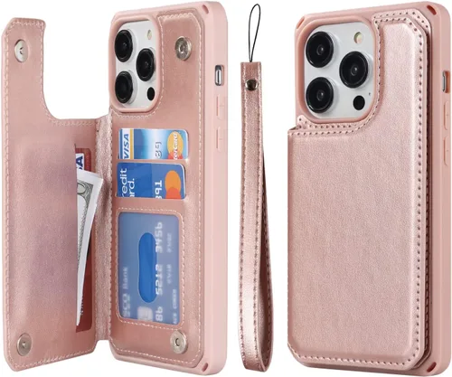 Vista 25 de Cavor Funda para iPhone 14 Pro Max con Tarjetero, Funda Cartera para iPhone 14 Pro Max para Mujeres y Hombres, Soporte de Tarjetas de Crédito