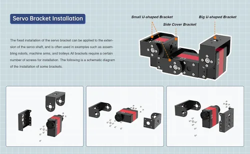 Vista 5 de Servo de bus serie LX-224 con soporte, 3 conectores de 44.1 lbs de par grande con rodamiento de bolas, motor servo de metal completo equipado