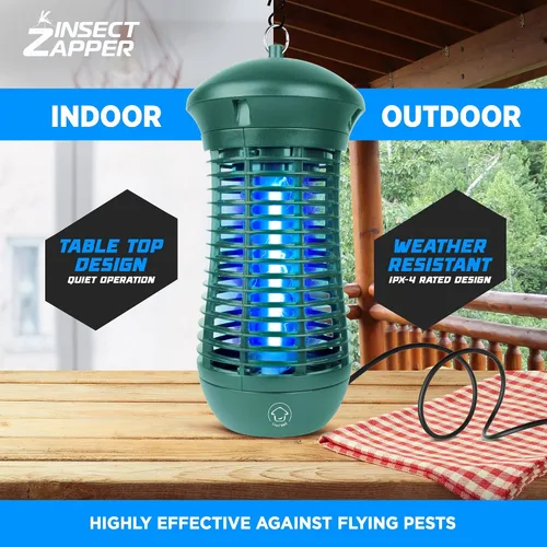 Vista 3 de Livin' Well Green Bug Zapper para interiores y exteriores – 4000 V de alta potencia eléctrica Mosquito Zapper Home Patio, 1,500 pies cuadrados rango