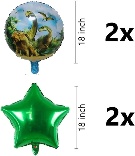 Vista 8 de DIWULI Juego de decoraciones de fiesta de dinosaurios: globo verde número 6, globos de dinosaurio, decoraciones de cumpleaños de dinosaurio 6: Seis