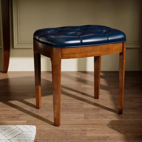 Vista 14 de Vantity Taburete de banco con tapizado, elegante y moderno, banco de tocador de maquillaje, versátil para comedor, sala de estar, 19.3 x 14.9 x 19.3