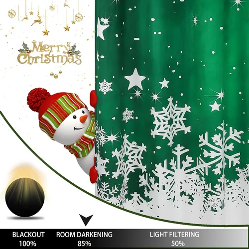 Vista 4 de CAROMIO, cortinas de Navidad para sala de estar, juego de 2 paneles, cortinas largas de terciopelo de 63 pulgadas, cortinas decorativas con copos