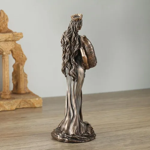 Vista 5 de Veronese Design Escultura de resina Fortuna, la diosa griega de la fortuna y la suerte, de 6 1/8 pulgadas, acabado en bronce fundido en frío