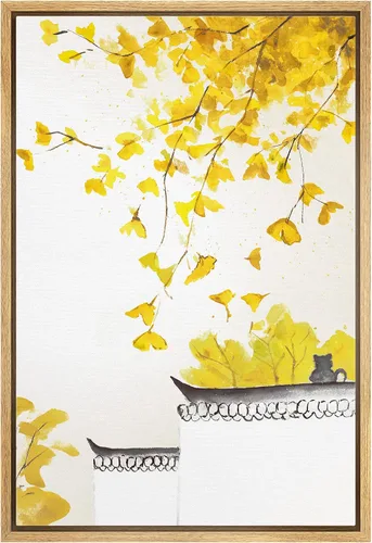 Vista 44 de NWT Juego de impresiones enmarcadas para pared, ramo de flores amarillas, capullos de flores amarillas, ilustraciones de plantas florales, arte