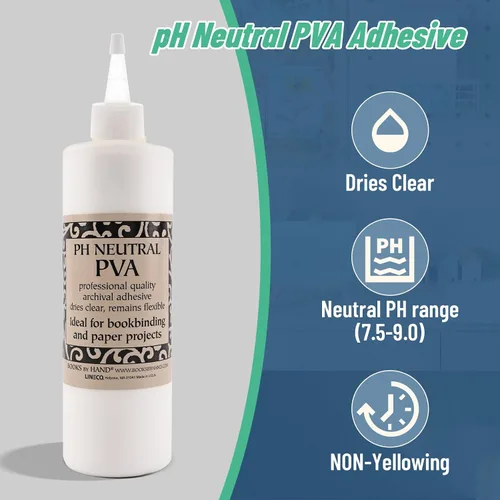 Vista 2 de Lineco Adhesivo PVA neutro de PH, se seca transparente, 8 onzas, paquete de 2