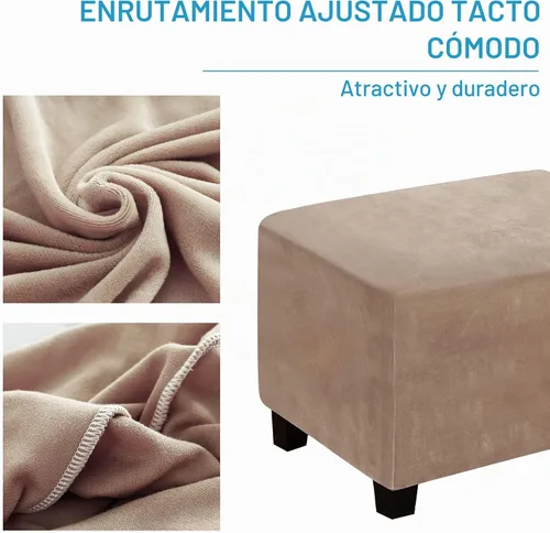 Vista 6 de Funda otomana, fundas otomanas de terciopelo rectangular y elásticas para taburete de pie para sala de estar, protector de muebles de almacenamiento