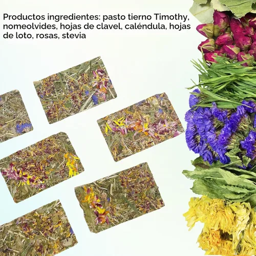 Vista 5 de Hamiledyi Juguetes masticables de conejo, 15 piezas de chips de heno Timothy naturales para masticar, juguetes de enriquecimiento con aroma floral a