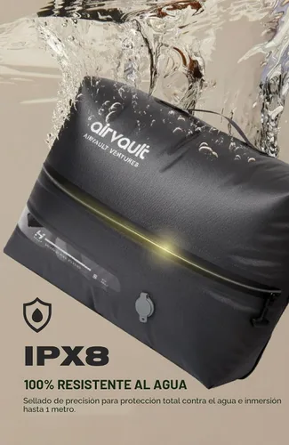 Vista 7 de AirVault - Bolsa de viaje de compresión al vacío reutilizable para maleta y mochila, reciclada, IPX8, impermeable, ahorradora de espacio