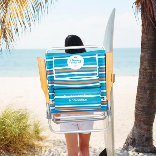 Vista 6 de Tommy Bahama 4-Position Extended seat Height Easy in-Easy Out Folding Backpack Beach Chair