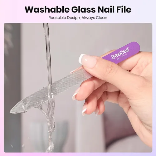 Vista 6 de Beetles - Lima de Uñas de Vidrio para Uñas Naturales Paquete de 3 – Limas de Uñas de Vidrio de Doble Cara con Estuche Grabado Cuidado Suave de Uñas