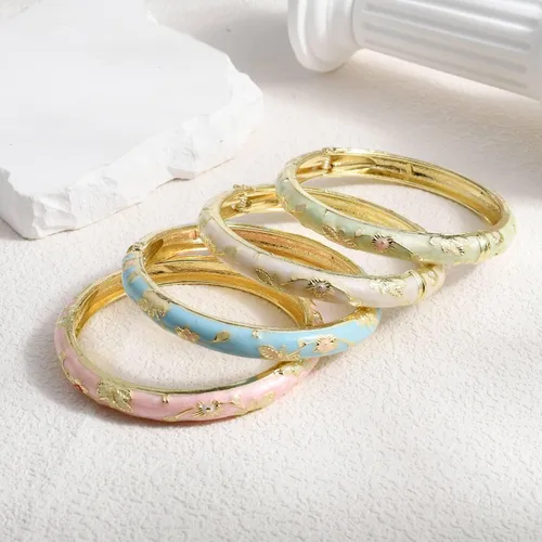 Vista 5 de Pulsera de flores vintage Chinoiserie Cloisonne para verano, elegante, vibrante, joyería étnica, regalos para mujeres, mejor amiga, mamá, hermana