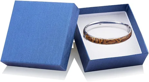 Vista 2 de Gold & Honey 1995 G&H Pulsera de plata de ley y esmalte con bisagra con estampado de piel de serpiente y diseños de corte de diamante, Plata de ley