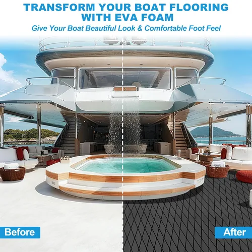 Vista 8 de PrimeZone Paquete de 2 pisos de espuma EVA para barcos, 94.5 x 47.2 pulgadas, impermeable, antideslizante, para cubierta marina, tapete autoadhesivo