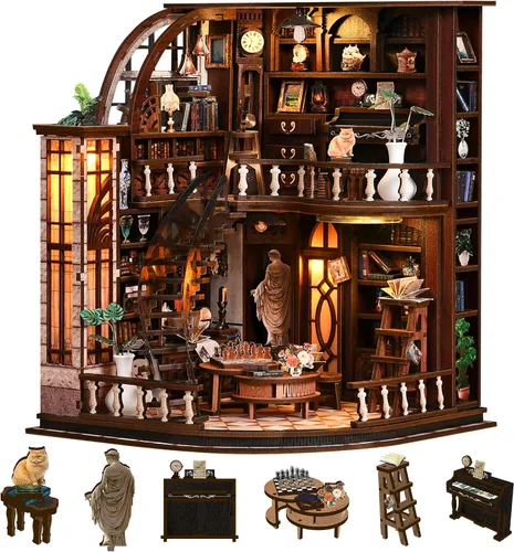 Vista 13 de CRIOLPO Kit de casa de muñecas en miniatura con luces LED para adultos y Aventuras en el bosque