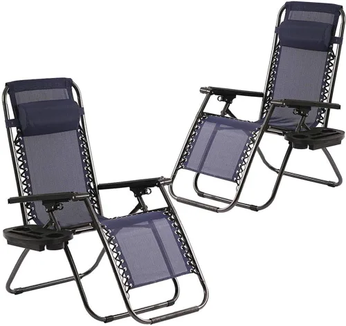 Vista 8 de FDW Zero Gravity - Juego de 2 sillas de césped con almohada y soporte para tazas, sillas plegables reclinables ajustables para exteriores, terraza