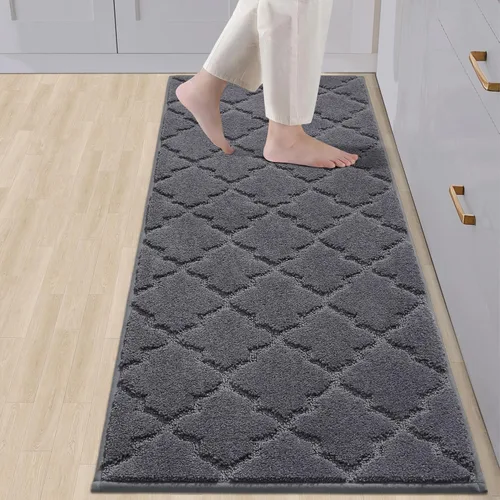 Vista 38 de COSY HOMEER Alfombras suaves de cocina [2 piezas] para el frente del fregadero súper absorbentes, tapetes y tapetes de cocina de 20 x 30 pulgadas/20