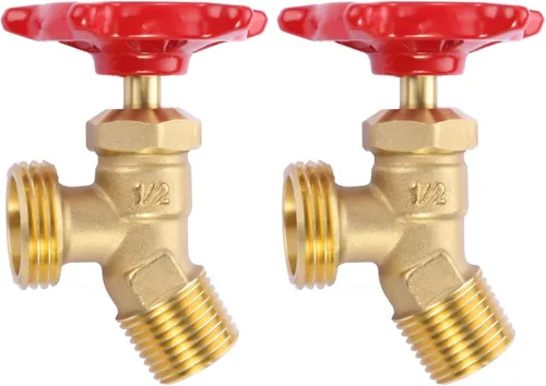 Vista 9 de Manguera de válvula de parada de codo de 65 grados para patio trasero de latón macizo Bibb Soldadura NPT rosca macho de 1/2 pulgada a MHT 3/4