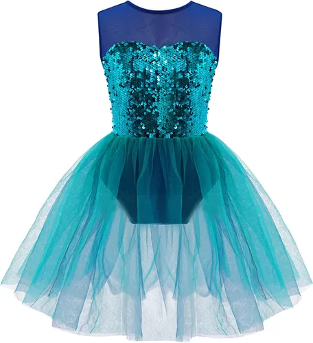 Vista 63 de CHICTRY Vestido tutú de ballet con lentejuelas brillantes para niñas y niñas, moderno disfraz de baile latino de jazz