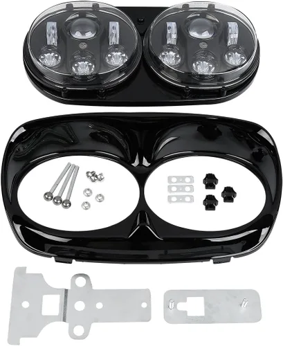 Vista 6 de Kit de carenado frontal exterior e interior superior con faro LED de 5.75 pulgadas, lámpara de proyector para Harley Davidson Road Glide Modelos