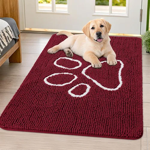 Vista 235 de Smiry Tapete para puerta de perro para patas fangosas, absorbente y Gris y negro