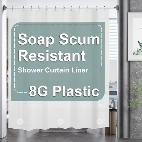 Vista 71 de AmazerBath Cortina de ducha larga de 36 x 84 pulgadas, cortina de ducha transparente de PEVA grueso resistente, cortina estrecha con 2 piedras
