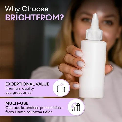 Vista 6 de BRIGHTFROM Botellas aplicadoras con tapa giratoria, botellas de plástico vacías de 2 onzas, recargables, boquilla de apertura/cierre, multiusos