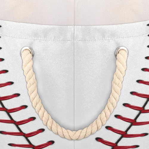 Vista 4 de Cesta de almacenamiento redonda grande de béisbol, canasta de almacenamiento circular plegable para béisbol, con asa para niños, manta de juguetes