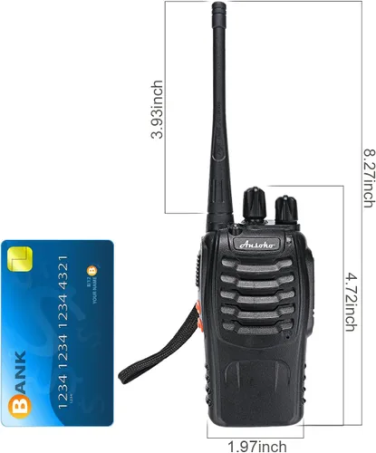 Vista 5 de Walkie Talkies Radios bidireccionales recargables de largo alcance de 16 canales con auricular (paquete de 2)
