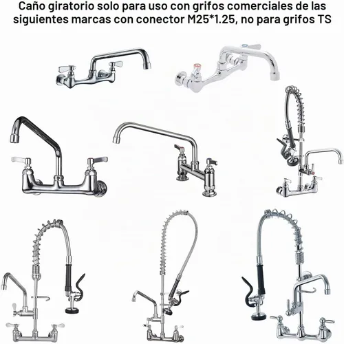 Vista 4 de Kit de Repuesto de Boquilla de Caño Giratorio Basculante de 8" para Grifo de Fregadero de Cocina Comercial de Todas las Marcas con Conector