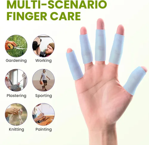 Vista 6 de Kimihome 20 unidades de fundas de dedo de gel con protector - Fundas de dedos de silicona con extracto de aloe vera - Fundas de dedo de gel