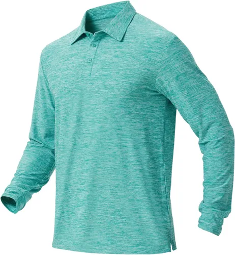 Vista 13 de NAVISKIN Camisas polo de manga larga para hombre, camisas de golf con cuello UPF 50 SPF para hombre, secado rápido, absorbe la humedad