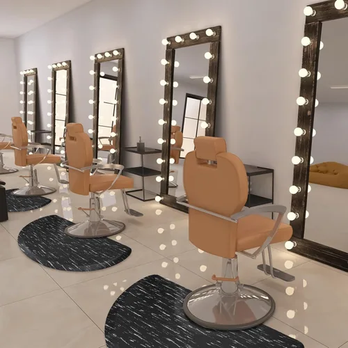 Vista 7 de Tapete semicírculo antifatiga para peluqueros y estilistas, antideslizante, serie antigua, tapete para silla de salón y peluquería