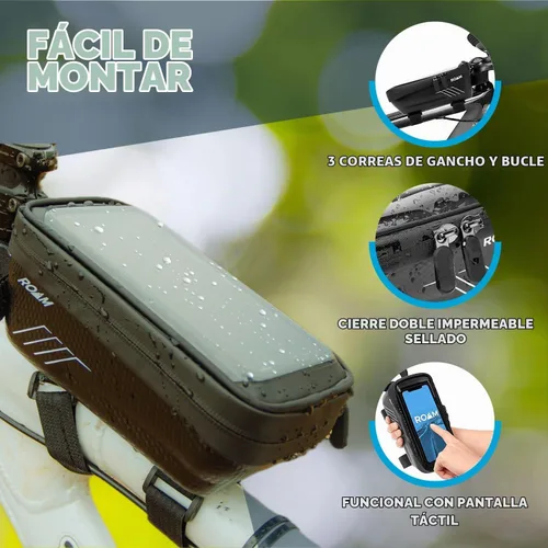 Vista 4 de Roam Soporte universal para teléfono para bicicleta + funda de almacenamiento impermeable con cremallera, se adapta a teléfonos inteligentes
