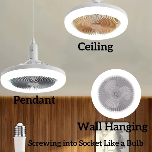 Vista 6 de Ventilador de enchufe de 10 pulgadas con luz - Control remoto regulable, 3 velocidades - Dormitorio/cocina (blanco)