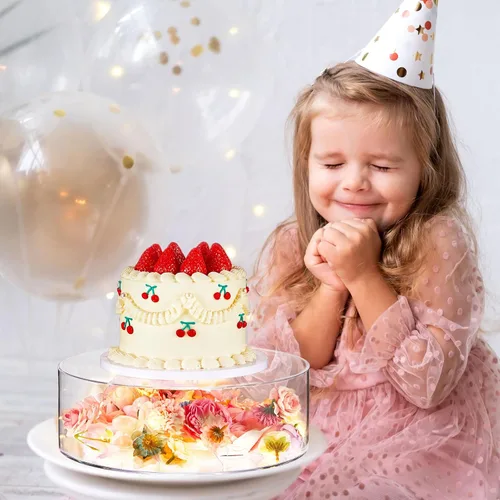 Vista 7 de Sunnyray 2 piezas de soportes acrílicos para pasteles para mesa de postres, con relleno transparente, elevador de pasteles y niveles de cupcakes