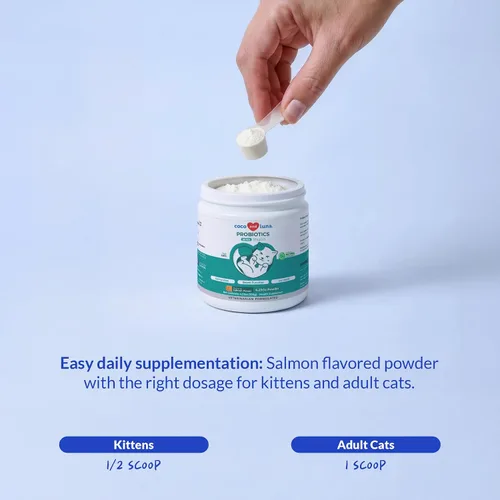 Vista 6 de Probióticos para gatos - Soporte para diarrea y gases - con inulina y prebióticos - Salud intestinal digestiva - Alergias, apoyo