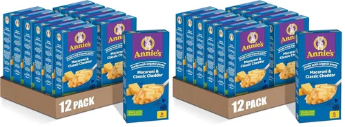 Vista 9 de Annie's Macarrones y Cheddar clásico con pasta orgánica, hechos con queso real, acompañamiento de cena o aperitivo, 6 onzas Fabricado con pasta