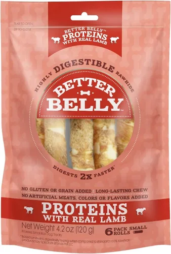 Vista 23 de Better Belly Originals, Sabor a Solomillo de Ternera Real, Rollos Pequeños, Masticables para Perros, 20 Unidades (P-50050NC)