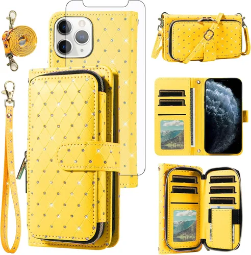 Vista 120 de Funda para teléfono iPhone 6 6S con cremallera y protector de pantalla con protector de pantalla, correa de cordón cruzado, ranura para iPhone 6 Six