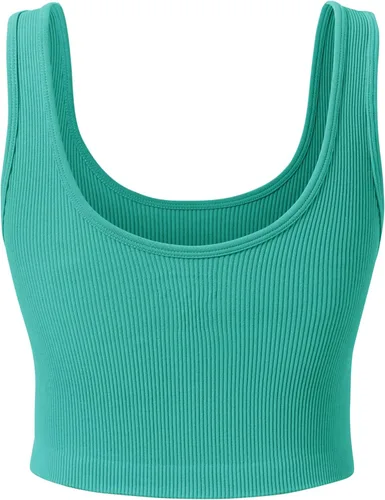Vista 4 de Camiseta corta básica casual para mujer, sin mangas, para entrenamiento y yoga
