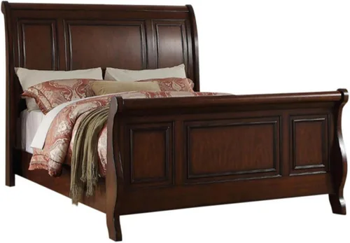 Vista 4 de Benjara Benzara Marvelous - Cama de madera con acabado de cereza antigua, color marrón