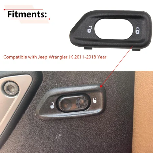 Vista 3 de RLB-HILON Bisel de interruptor de bloqueo de puerta, compatible con Jeep Wrangler JK, para 2011 2012 2013 2014 2015 2016 2017 2018 año