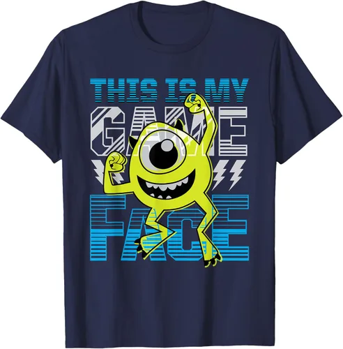 Vista 72 de Disney Pixar Monsters Inc. Mike Wazowski Game Face Camiseta Negro