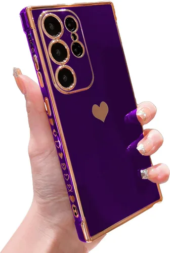 Vista 245 de phylla Funda de teléfono compatible con Samsung Galaxy A12 de 6.5 pulgadas, lindo corazón chapado en oro, elegante funda de lujo para mujer