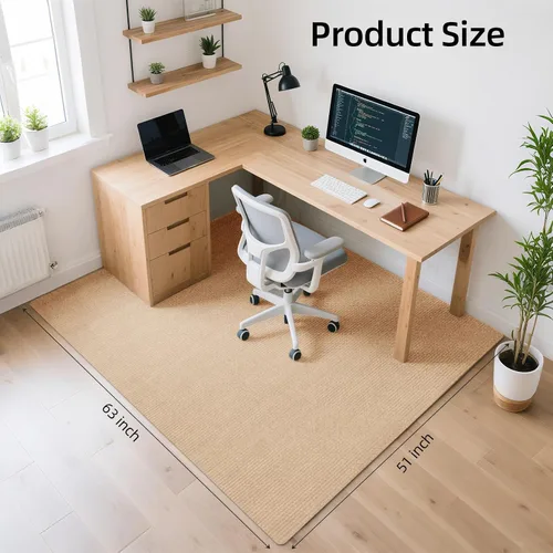 Vista 3 de Tapete para silla de oficina para suelos de madera dura de 63 x 51 pulgadas, protector de suelo de baldosas grandes, antideslizante, antiarañazos