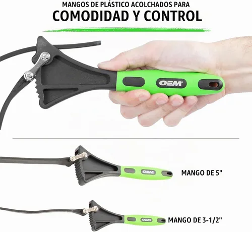 Vista 7 de OEMTOOLS Juego de llaves de correa de goma, 2 piezas ajustables para filtro de aceite para tuberías, grifos, abridor de tarros, herramienta