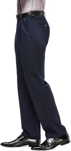Vista 3 de Haggar - Pantalones caqui para hombre, no requieren planchado, de corte clásico, con pretina ampliable y parte delantera plana, tallas estándar